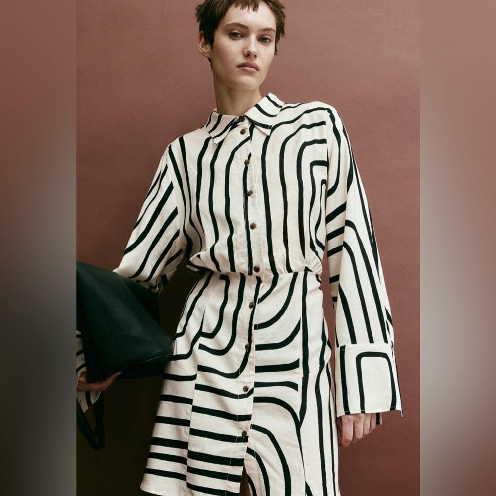 H&m linen blend shirt dress